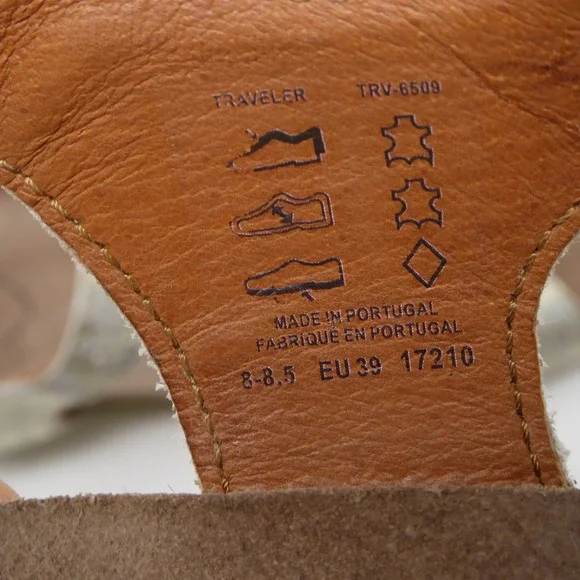 Taos Traveler Silver Gold Floral Wedge Sandals Leather Size 39 EU / 8-8.5 US - Picture 9 of 10